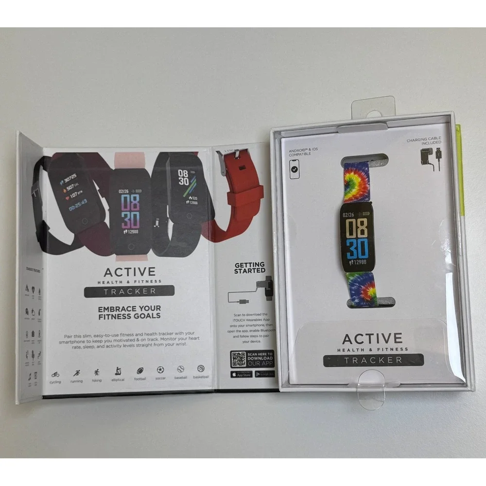 NEW iTouch Active Health & Fitness Tracker Smartwatch Tie Dye Heart Rate Monitor